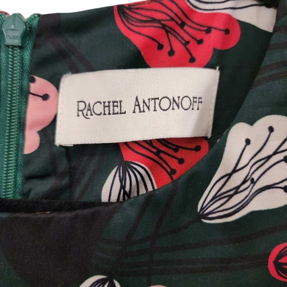 RACHEL ANTONOFF Pink, Red, Green Floral A-Line dress size 4 - Picture 3 of 5